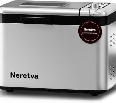 Neretva 15-in-1 Bread Maker, 3.3lb Capacity, Stainless Steel, Nonstick Ceramic Pan, Auto Nut Dispenser, Full Touch Panel