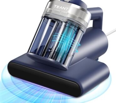 Mattress Vacuum with UV-C Light, 16kPa Suction, 33,000 RPM Tapping. HEPA Filter & Heat for Deep Bed & Pet Cleaning