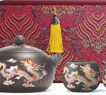 Hand-made Dragon&Phoenix Color-changing Zisha Magic Teapot Set 18oz Gong Fu Tea Set Gift (Teapot+2Cups)